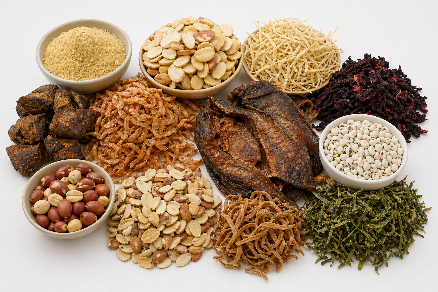 Assorted processed Nigerian foods